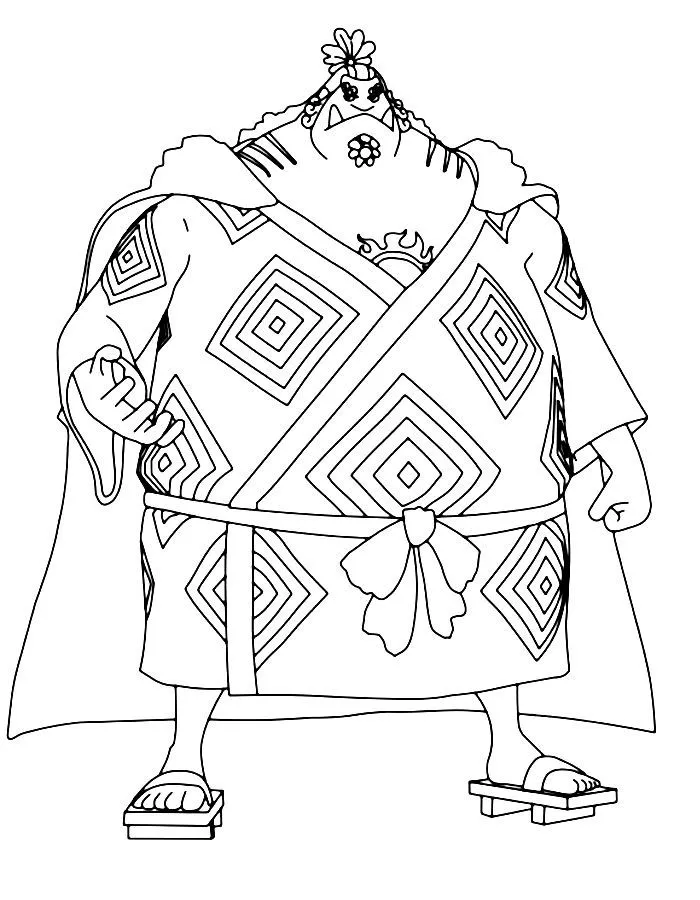 Haz clic para descargar dibujo de Jinbe con Kimono para colorear e imprimir gratis Jinbe con Kimono para colorear HD fácil y bonito - Descarga e imprime gratis - Dibujo exclusivo de One