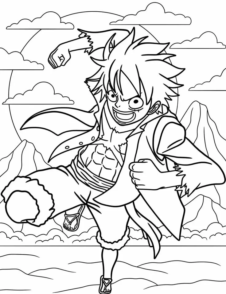 Haz clic para descargar dibujo de Luffy Corriendo en Acción para colorear e imprimir gratis Luffy Corriendo en Acción para colorear HD fácil y bonito - Descarga e imprime gratis - Dibujo exclusivo de One