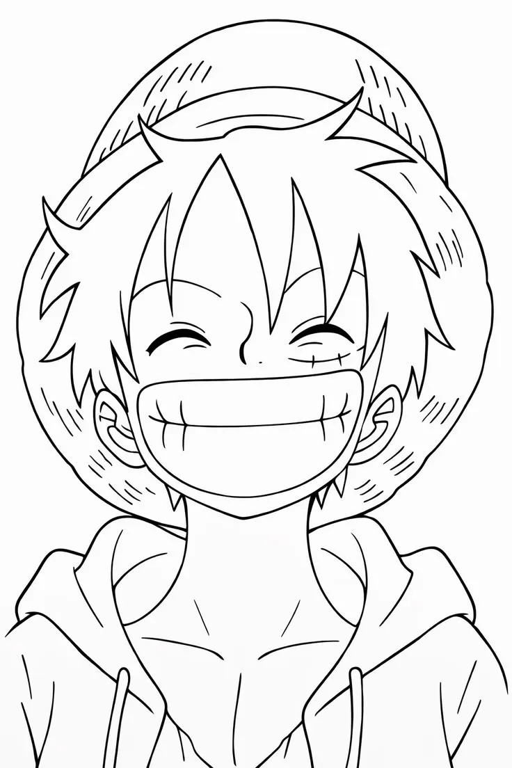 Haz clic para descargar dibujo de Luffy Sonrisa Primer Plano para colorear e imprimir gratis Luffy Sonrisa Primer Plano para colorear HD fácil y bonito - Descarga e imprime gratis - Dibujo exclusivo de One