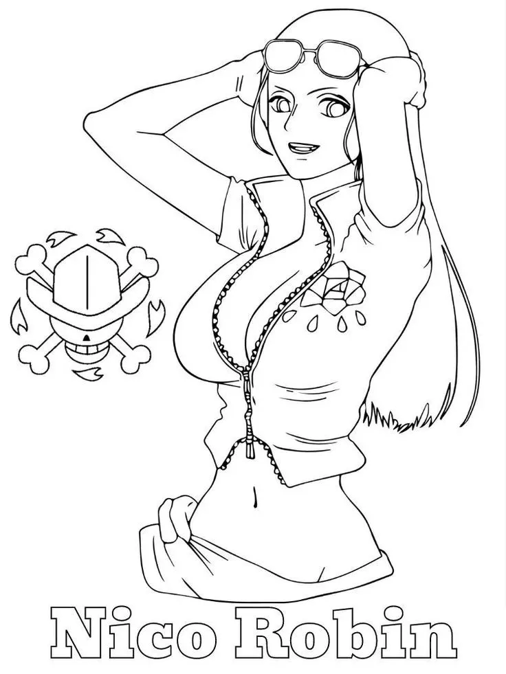 Haz clic para descargar dibujo de Nico Robin con Gafas para colorear e imprimir gratis Nico Robin con Gafas para colorear HD fácil y bonito - Descarga e imprime gratis - Dibujo exclusivo de One