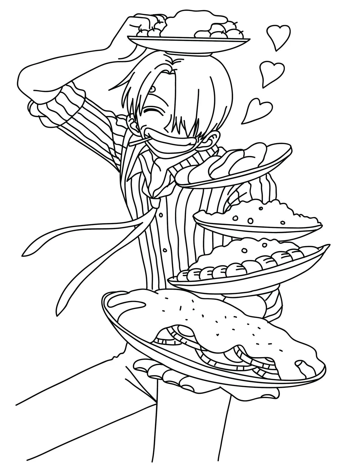 Haz clic para descargar dibujo de Sanji Cocinero con Platos para colorear e imprimir gratis Sanji Cocinero con Platos para colorear HD fácil y bonito - Descarga e imprime gratis - Dibujo exclusivo de One