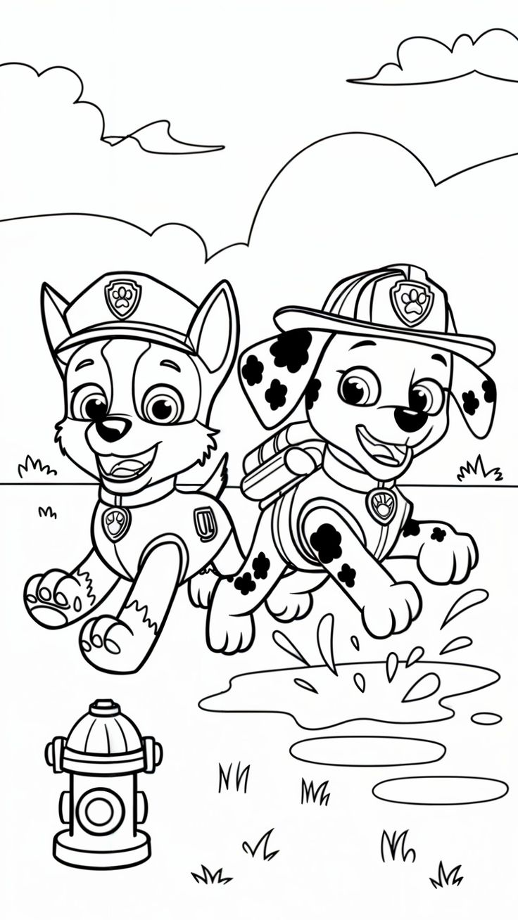 Haz clic para descargar dibujo de Chase y Marshall Saltando Charcos para colorear e imprimir gratis Chase y Marshall Saltando Charcos para colorear HD fácil y bonito - Descarga e imprime gratis - Dibujo exclusivo de Patrulla Canina