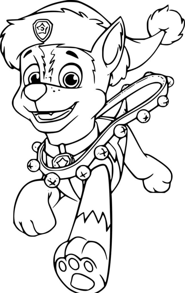 Haz clic para descargar dibujo de Chase Navidad para colorear e imprimir gratis Chase Navidad para colorear HD fácil y bonito - Descarga e imprime gratis - Dibujo exclusivo de Patrulla Canina