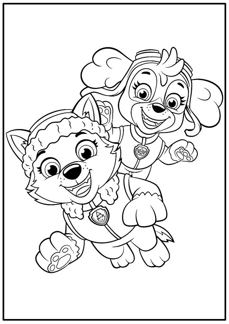 Haz clic para descargar dibujo de Everest y Skye Juntas para colorear e imprimir gratis Everest y Skye Juntas para colorear HD fácil y bonito - Descarga e imprime gratis - Dibujo exclusivo de Patrulla Canina