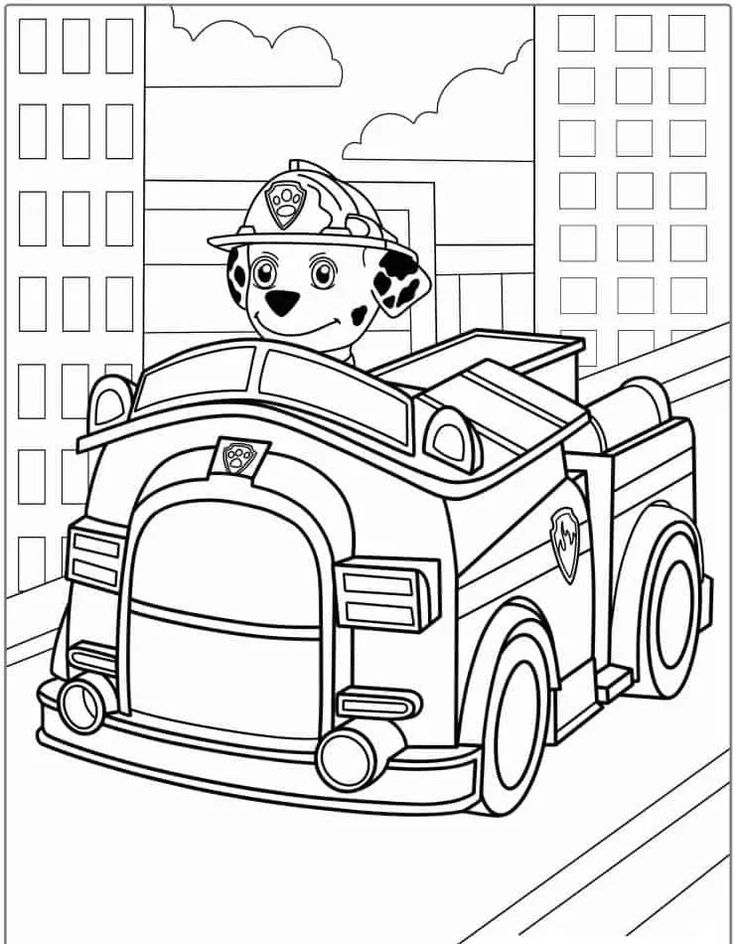 Haz clic para descargar dibujo de Marshall Camión Bomberos para colorear e imprimir gratis Marshall Camión Bomberos para colorear HD fácil y bonito - Descarga e imprime gratis - Dibujo exclusivo de Patrulla Canina