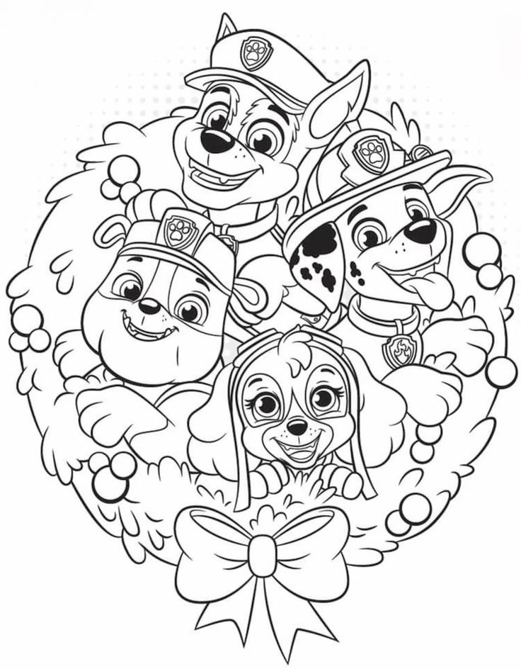 Dibujo relacionado de Patrulla Corona Navidad para colorear