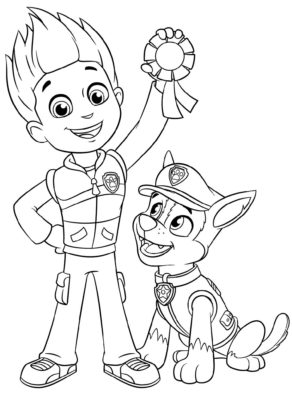 Haz clic para descargar dibujo de Ryder y Chase con Medalla para colorear e imprimir gratis Ryder y Chase con Medalla para colorear HD fácil y bonito - Descarga e imprime gratis - Dibujo exclusivo de Patrulla Canina