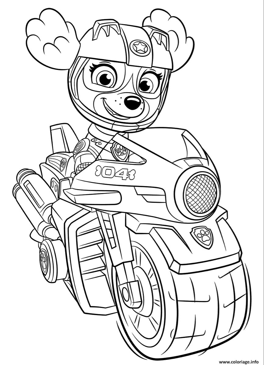 Haz clic para descargar dibujo de Skye en Moto para colorear e imprimir gratis Skye en Moto para colorear HD fácil y bonito - Descarga e imprime gratis - Dibujo exclusivo de Patrulla Canina