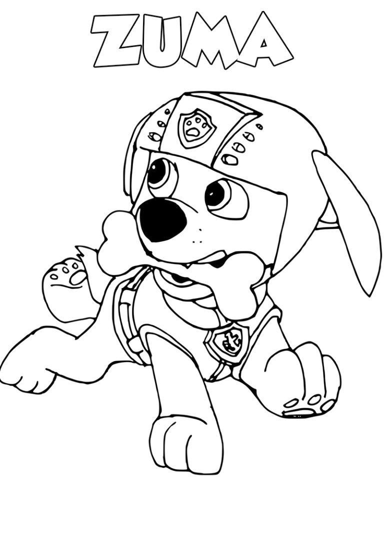 Haz clic para descargar dibujo de Zuma con Hueso para colorear e imprimir gratis Zuma con Hueso para colorear HD fácil y bonito - Descarga e imprime gratis - Dibujo exclusivo de Patrulla Canina