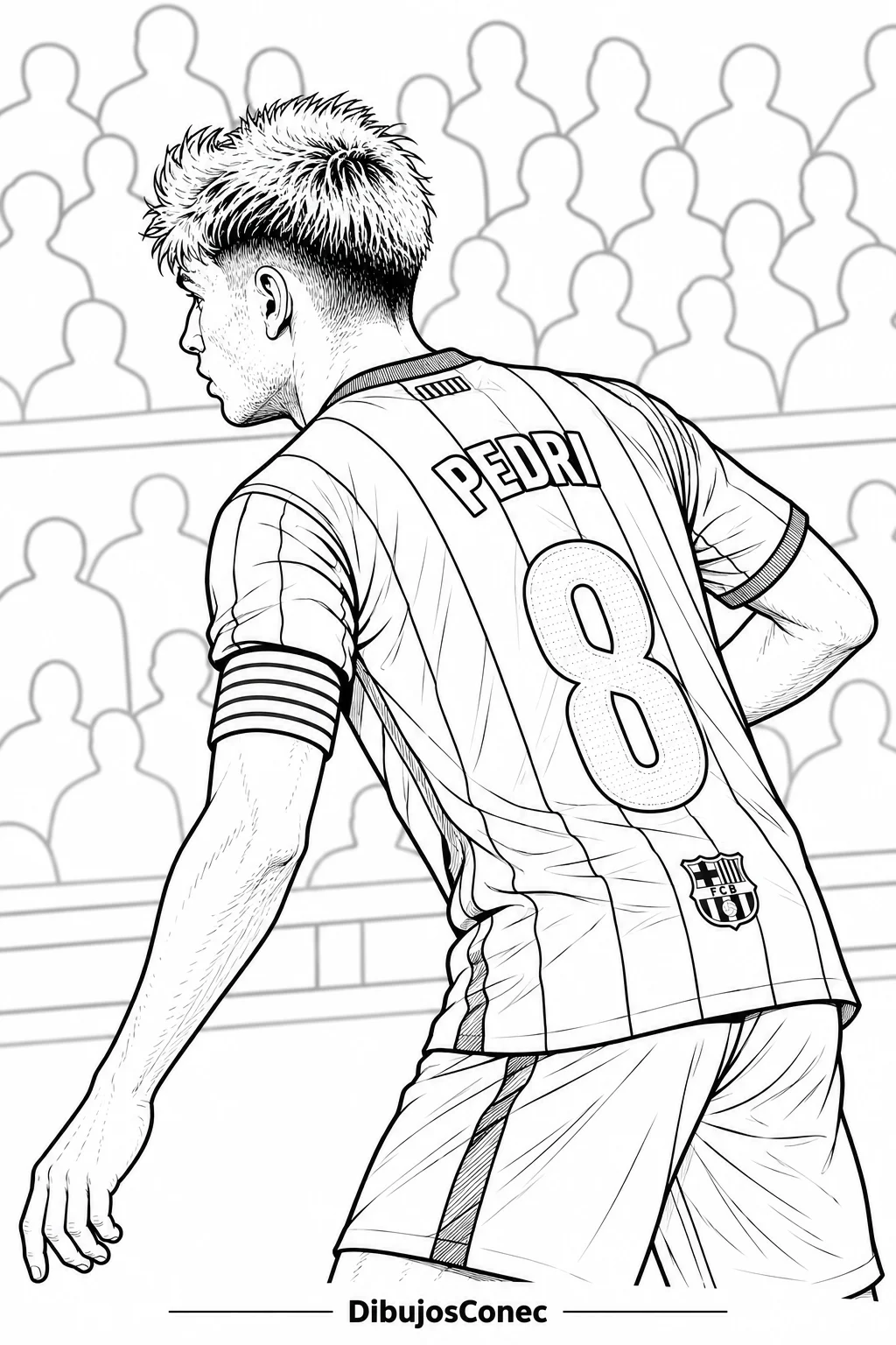 Pedri Capitán en el Estadio para colorear e imprimir Dibujo de Pedri Capitán en el Estadio para colorear
