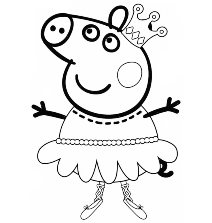 Haz clic para descargar dibujo de Peppa Bailarina con Corona para colorear e imprimir gratis Peppa Bailarina con Corona para colorear HD fácil y bonito - Descarga e imprime gratis - Dibujo exclusivo de Pepa