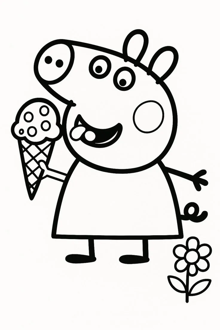Haz clic para descargar dibujo de Peppa Comiendo un Helado para colorear e imprimir gratis Peppa Comiendo un Helado para colorear HD fácil y bonito - Descarga e imprime gratis - Dibujo exclusivo de Pepa