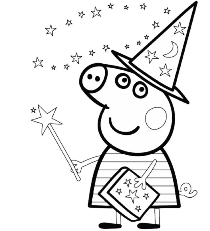 Haz clic para descargar dibujo de Peppa con Disfraz de Bruja para colorear e imprimir gratis Peppa con Disfraz de Bruja para colorear HD fácil y bonito - Descarga e imprime gratis - Dibujo exclusivo de Pepa