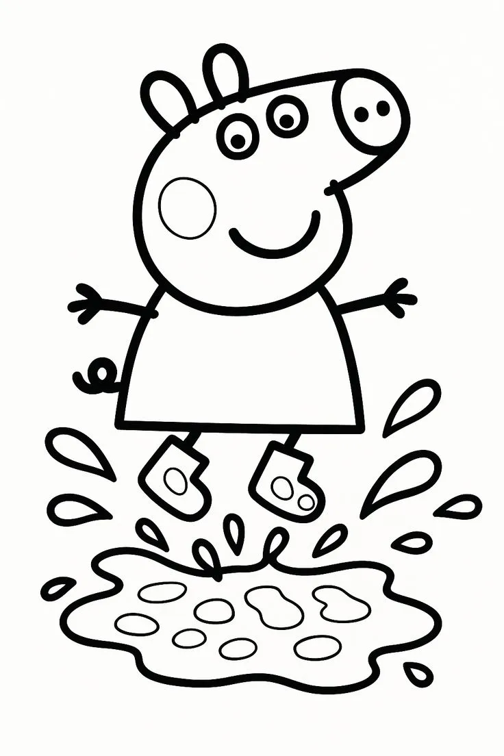 Haz clic para descargar dibujo de Peppa Saltando en un Charco para colorear e imprimir gratis Peppa Saltando en un Charco para colorear HD fácil y bonito - Descarga e imprime gratis - Dibujo exclusivo de Pepa