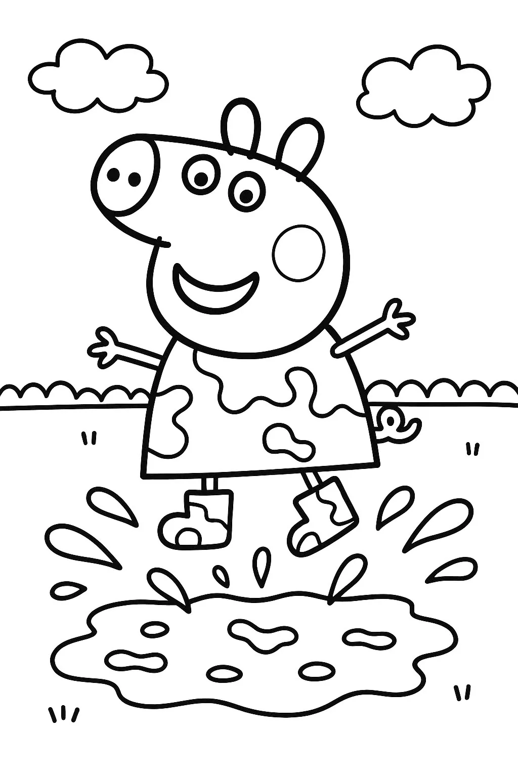 Haz clic para descargar dibujo de Peppa Saltando en los Charcos con Botas para colorear e imprimir gratis Peppa Saltando en los Charcos con Botas para colorear HD fácil y bonito - Descarga e imprime gratis - Dibujo exclusivo de Pepa