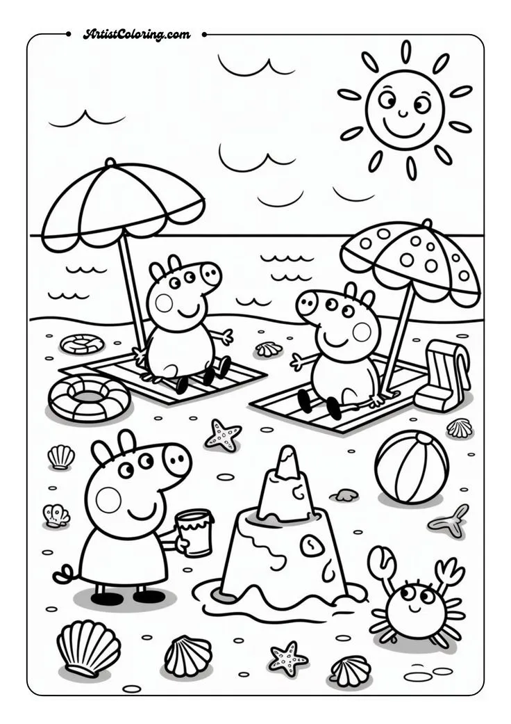 Haz clic para descargar dibujo de Peppa y George en un Día de Playa para colorear e imprimir gratis Peppa y George en un Día de Playa para colorear HD fácil y bonito - Descarga e imprime gratis - Dibujo exclusivo de Pepa