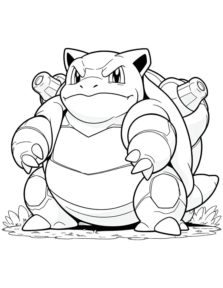 Ver dibujo completo de Blastoise para colorear Dibujo de Blastoise para colorear e imprimir gratis - Plantilla en alta calidad