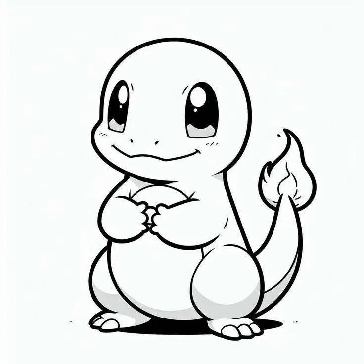 Ver dibujo completo de Charmander para colorear Dibujo de Charmander para colorear e imprimir gratis - Plantilla en alta calidad