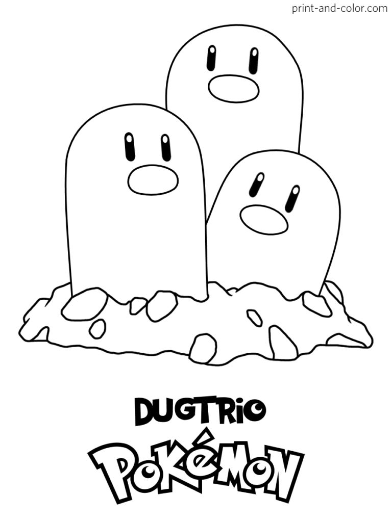 Ver dibujo completo de Dugtrio con Nombre para colorear Dibujo de Dugtrio con Nombre para colorear e imprimir gratis - Plantilla en alta calidad
