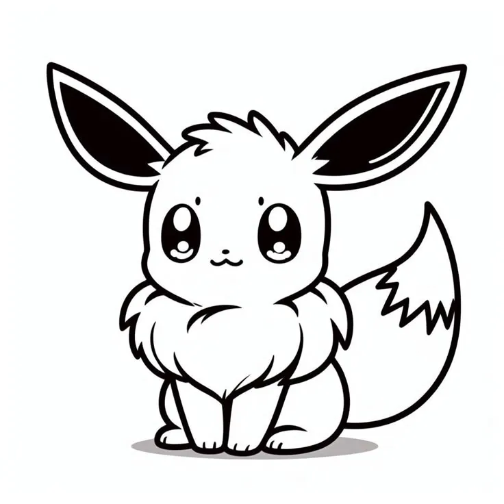 Ver dibujo completo de Eevee para colorear Dibujo de Eevee para colorear e imprimir gratis - Plantilla en alta calidad