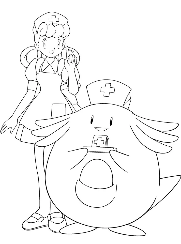 Dibujo relacionado de Enfermera Joy y Chansey para colorear