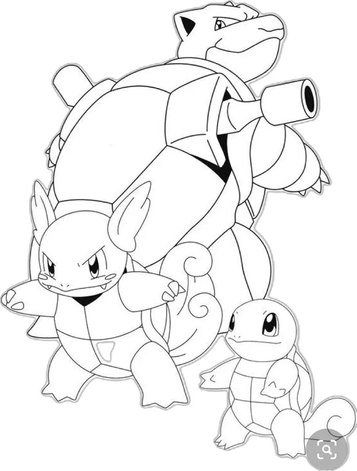 Ver dibujo completo de Evolución de Squirtle para colorear Dibujo de Evolución de Squirtle para colorear e imprimir gratis - Plantilla en alta calidad