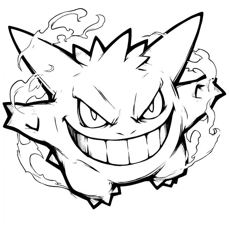 Ver dibujo completo de Gengar para colorear Dibujo de Gengar para colorear e imprimir gratis - Plantilla en alta calidad