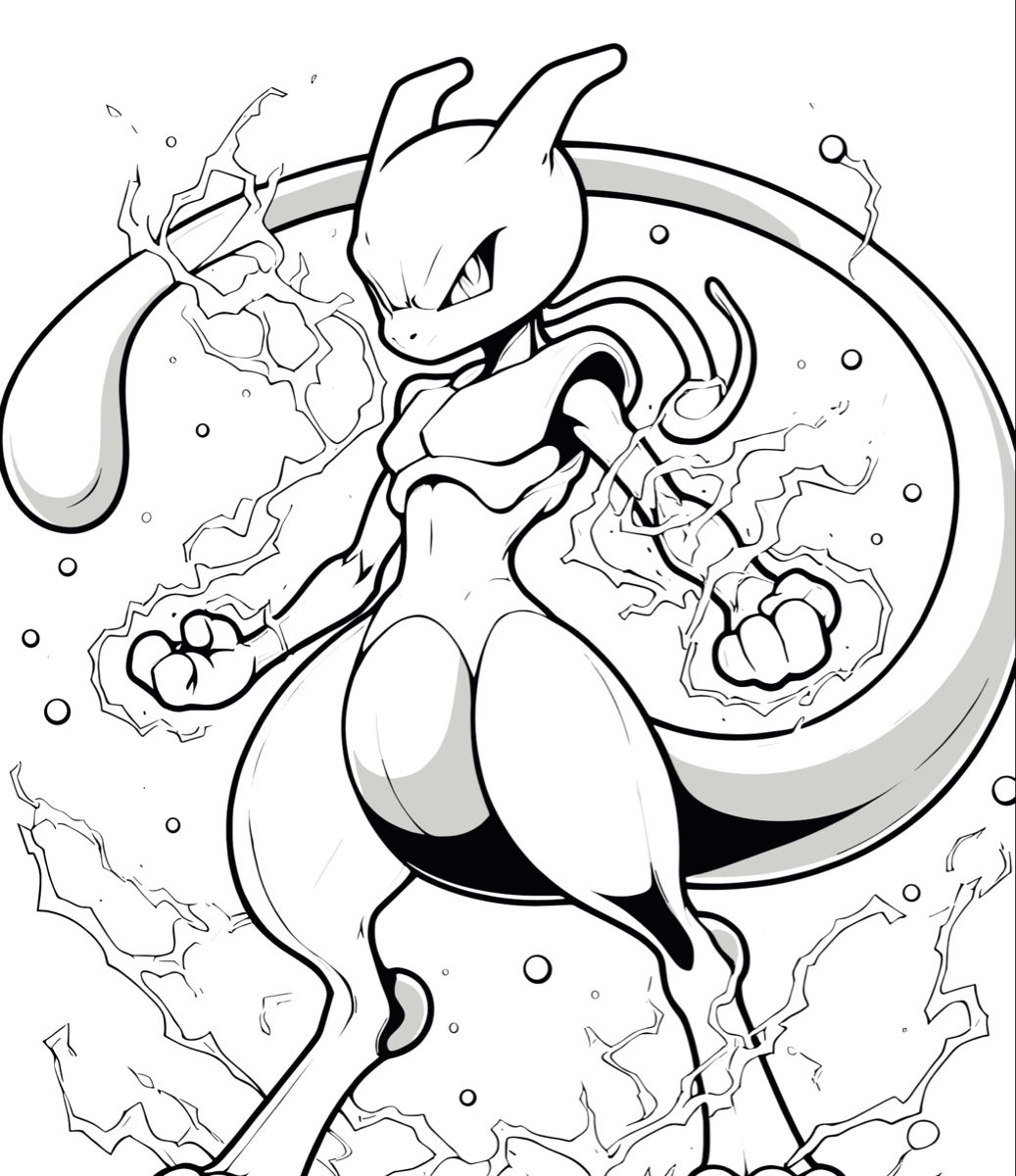 Ver dibujo completo de Mewtwo con Poder Psíquico para colorear Dibujo de Mewtwo con Poder Psíquico para colorear e imprimir gratis - Plantilla en alta calidad