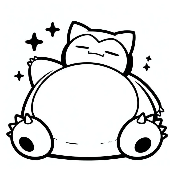 Ver dibujo completo de Snorlax y Jigglypuff para colorear Dibujo de Snorlax y Jigglypuff para colorear e imprimir gratis - Plantilla en alta calidad
