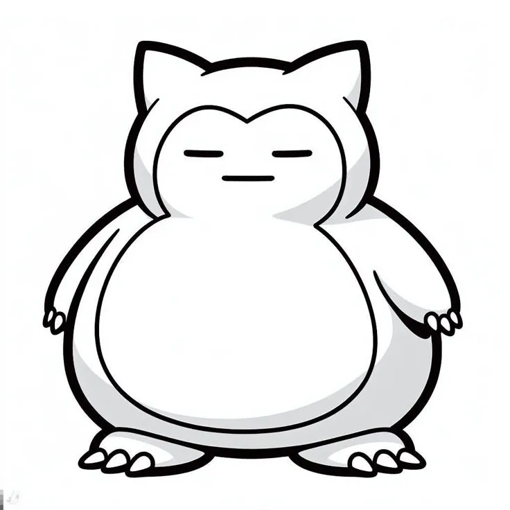 Ver dibujo completo de Snorlax para colorear Dibujo de Snorlax para colorear e imprimir gratis - Plantilla en alta calidad