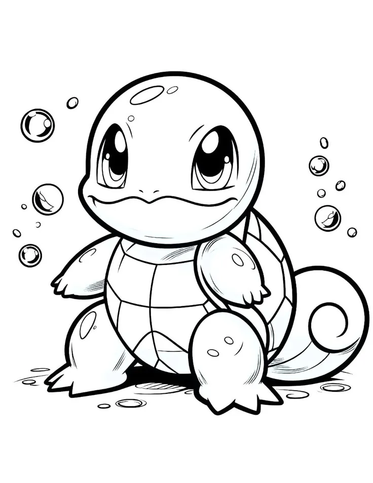Ver dibujo completo de Squirtle para colorear Dibujo de Squirtle para colorear e imprimir gratis - Plantilla en alta calidad
