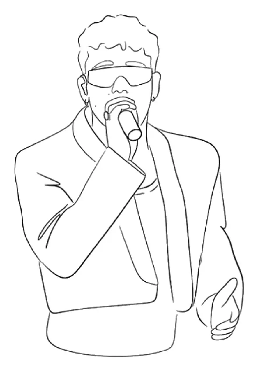 Quevedo Cantando con Gafas de Sol para colorear e imprimir Dibujo de Quevedo Cantando con Gafas de Sol para colorear