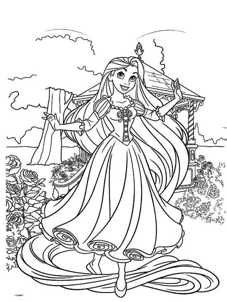 Dibujo relacionado de Rapunzel en el Jardín para colorear