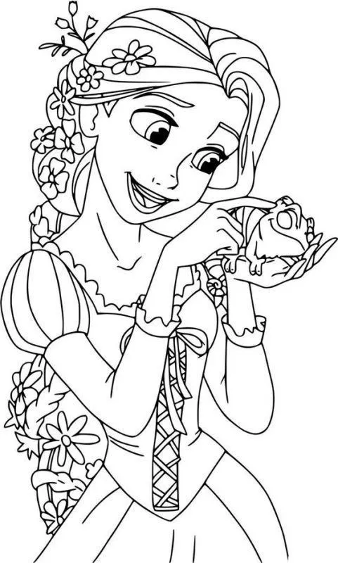 Dibujo relacionado de Rapunzel y Pascal para colorear