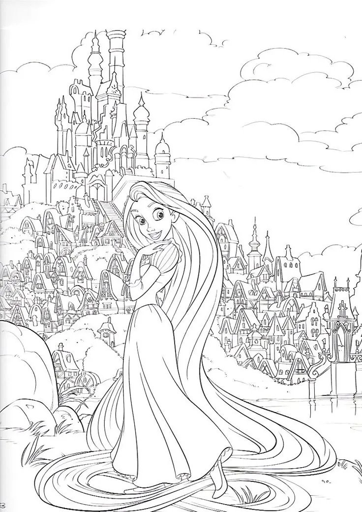 Dibujo relacionado de Rapunzel en el Reino para colorear