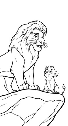 Mufasa y Simba en el Horizonte para colorear HD fácil y bonito - Descarga e imprime gratis - Dibujo exclusivo de El