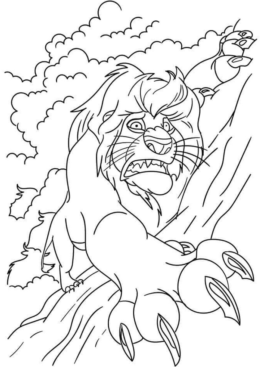Scar Mostrando las Garras para colorear HD fácil y bonito - Descarga e imprime gratis - Dibujo exclusivo de El