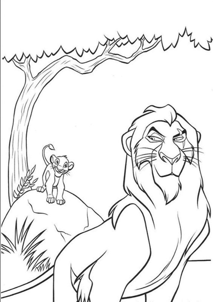 Scar y Simba en el Desfiladero para colorear HD fácil y bonito - Descarga e imprime gratis - Dibujo exclusivo de El