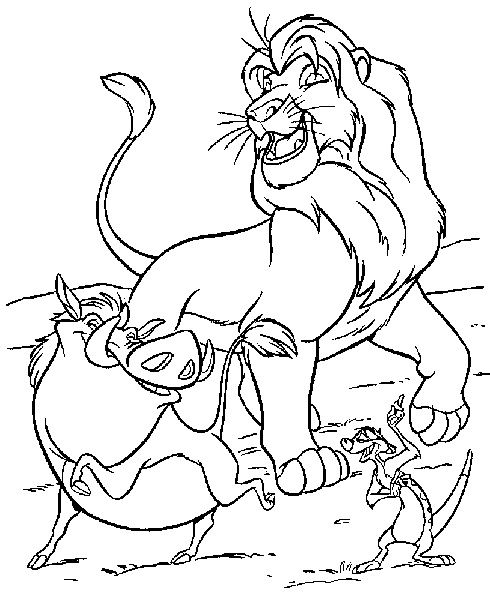 Simba, Pumba y Timón para colorear HD fácil y bonito - Descarga e imprime gratis - Dibujo exclusivo de El