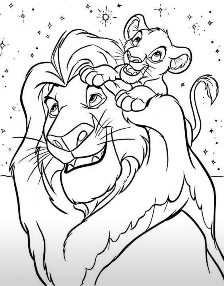 Simba sobre Mufasa para colorear HD fácil y bonito - Descarga e imprime gratis - Dibujo exclusivo de El