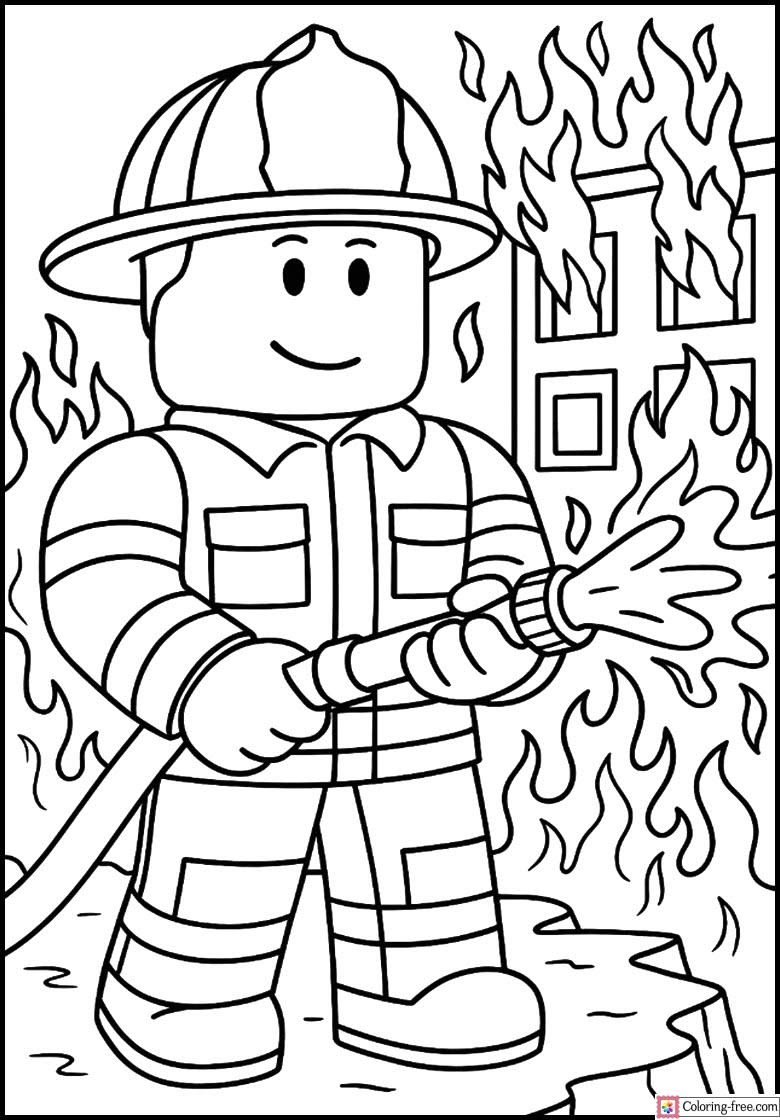 Bombero Roblox para colorear HD fácil y bonito - Descarga e imprime gratis - Dibujo exclusivo de Roblox