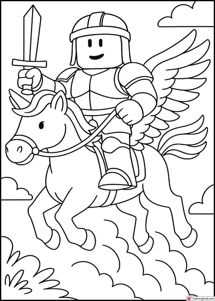 Caballo Roblox para colorear HD fácil y bonito - Descarga e imprime gratis - Dibujo exclusivo de Roblox