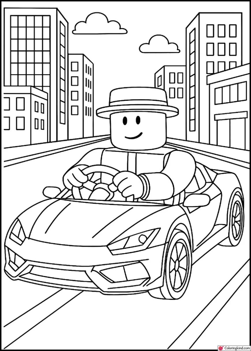 Coche Roblox para colorear HD fácil y bonito - Descarga e imprime gratis - Dibujo exclusivo de Roblox