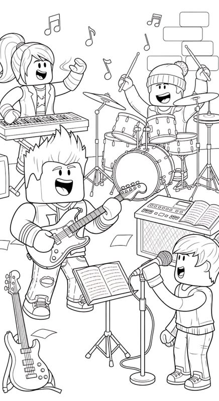 Músicos Roblox para colorear HD fácil y bonito - Descarga e imprime gratis - Dibujo exclusivo de Roblox