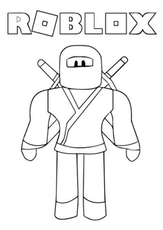 Ninja Roblox para colorear HD fácil y bonito - Descarga e imprime gratis - Dibujo exclusivo de Roblox