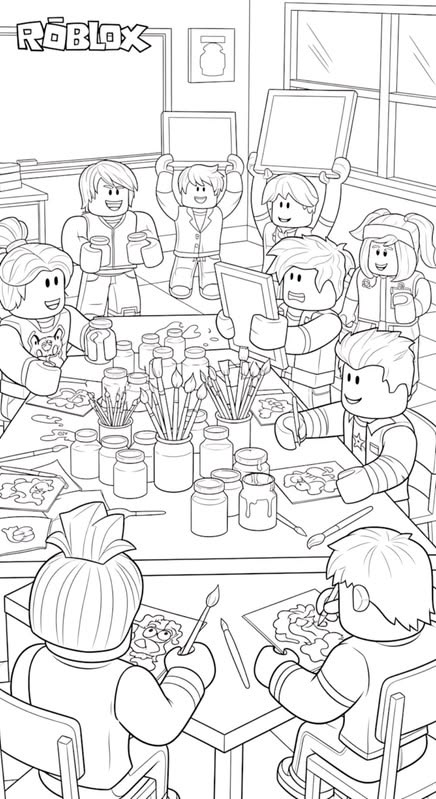 Personaje Roblox Pintando para colorear HD fácil y bonito - Descarga e imprime gratis - Dibujo exclusivo de Roblox