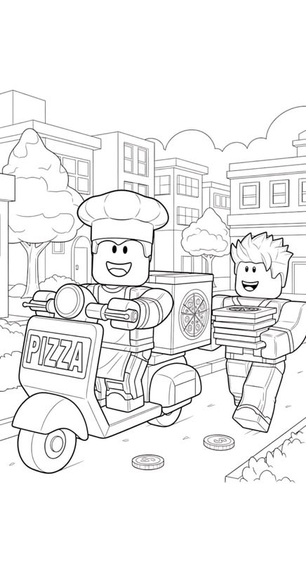 Pizzero Roblox para colorear HD fácil y bonito - Descarga e imprime gratis - Dibujo exclusivo de Roblox