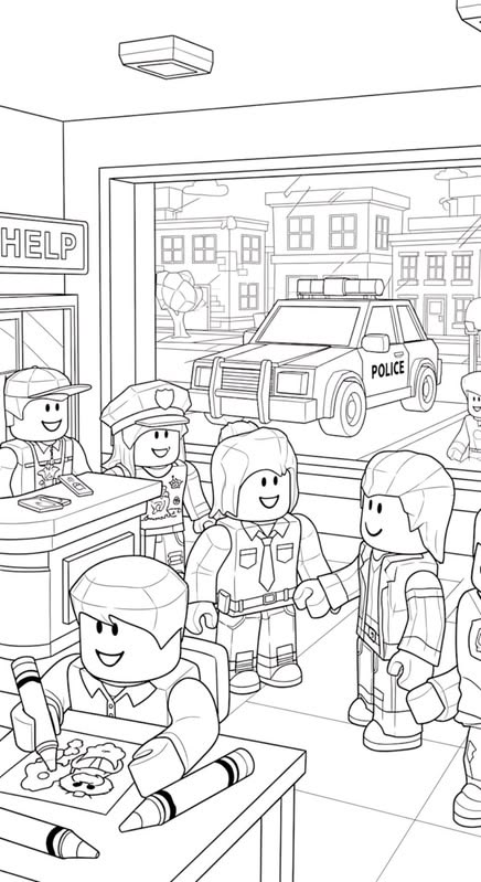 Policía Roblox para colorear HD fácil y bonito - Descarga e imprime gratis - Dibujo exclusivo de Roblox