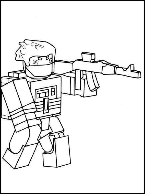 Personaje Roblox con Arma para colorear HD fácil y bonito - Descarga e imprime gratis - Dibujo exclusivo de Roblox