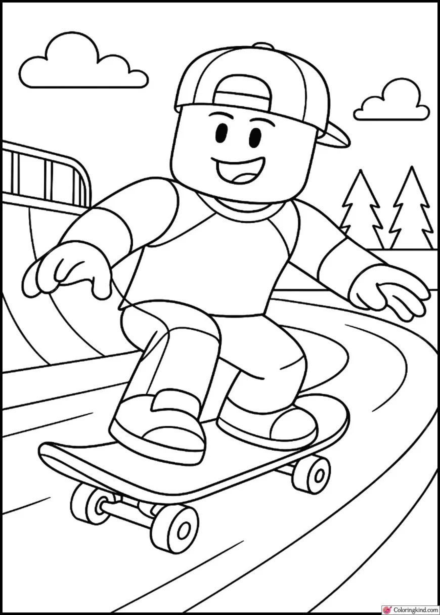 Skater Roblox para colorear HD fácil y bonito - Descarga e imprime gratis - Dibujo exclusivo de Roblox